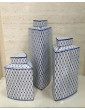 3 Blue Pot w/ Vertical Design